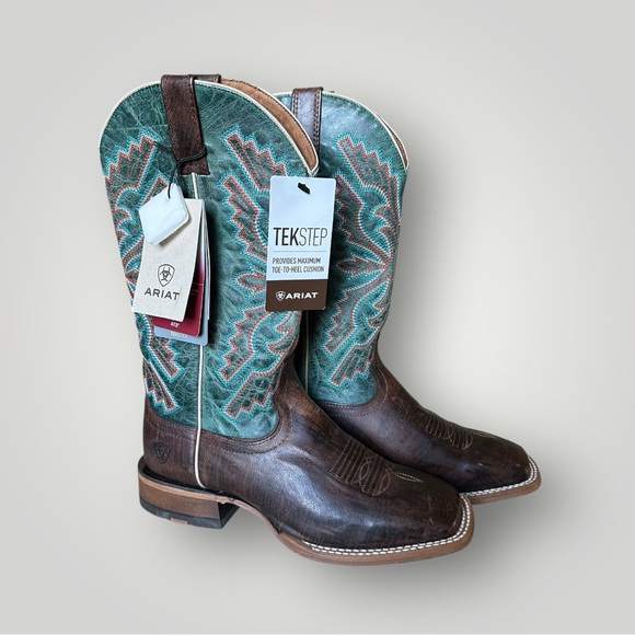 Ariat Sting Brown and Teal Western Cowboy Boots Men’s 8 EE (Double Wide) - Picture 3 of 10